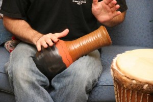 D'Arcy plays the udu - we kept wondering why a vase would have a hole in the side 